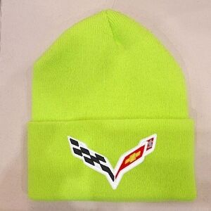 Vibrant Lime Green Beanie Corvette C7